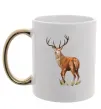 Чашка с цветной ручкой Олень малюнок Золото фото