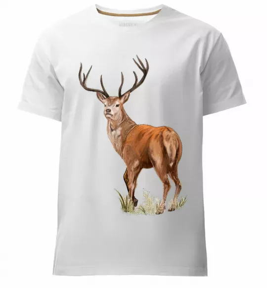 Чоловіча преміум футболка Олень малюнок Білий фото
