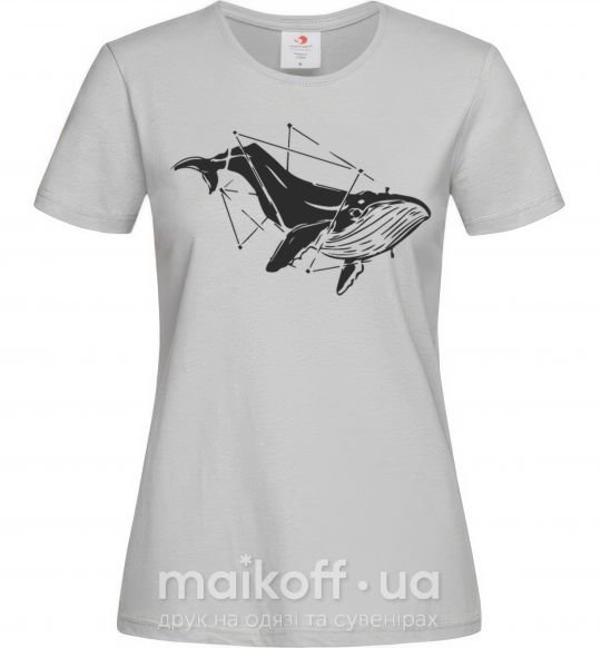 Женская футболка Кит в кривых Серый фото