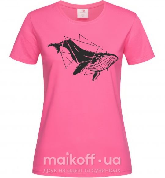 Женская футболка Кит в кривых Ярко-розовый фото