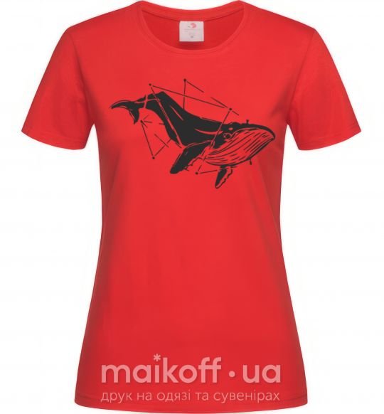 Женская футболка Кит в кривых Красный фото
