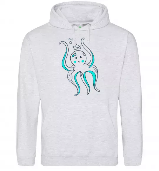 Женская толстовка (худи) Восьминіг в панамі Серый меланж фото