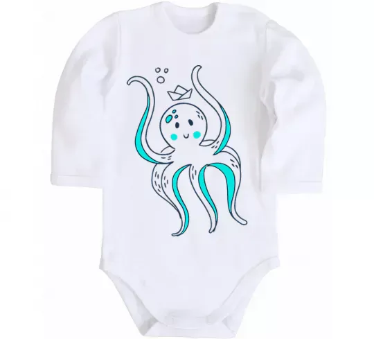 Дитячий бодік Восьминіг в панамі Білий фото