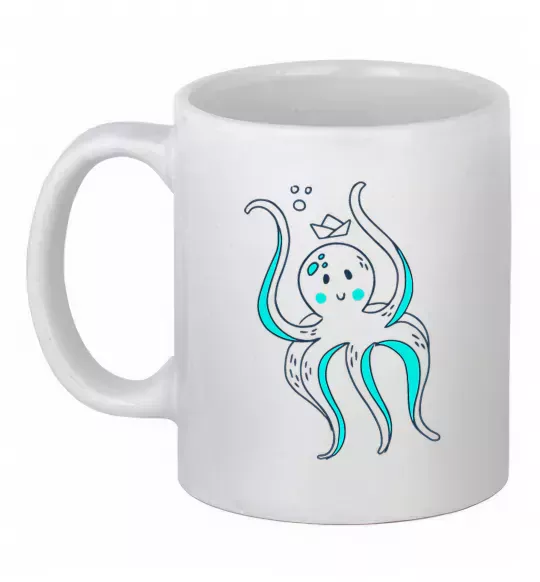 Чашка керамічна Восьминіг в панамі Білий фото