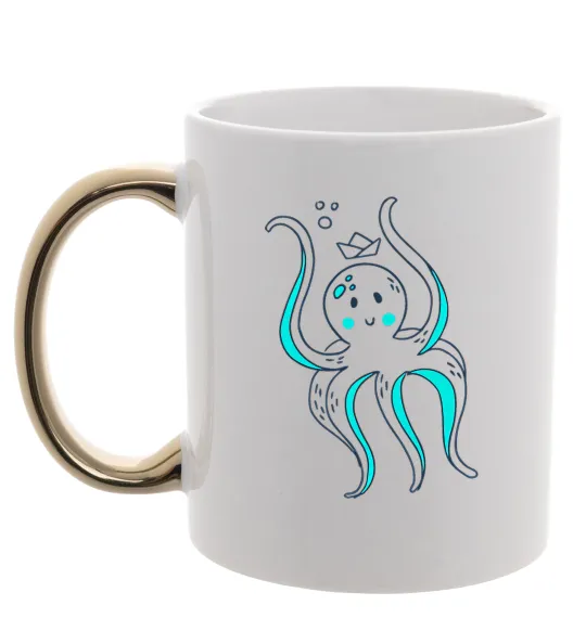 Чашка с цветной ручкой Восьминіг в панамі Золото фото