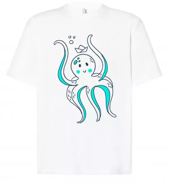 Футболка Оверсайз Восьминіг в панамі Белый фото