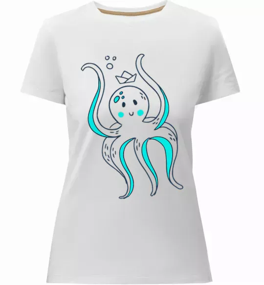 Женская премиум футболка Восьминіг в панамі Белый фото