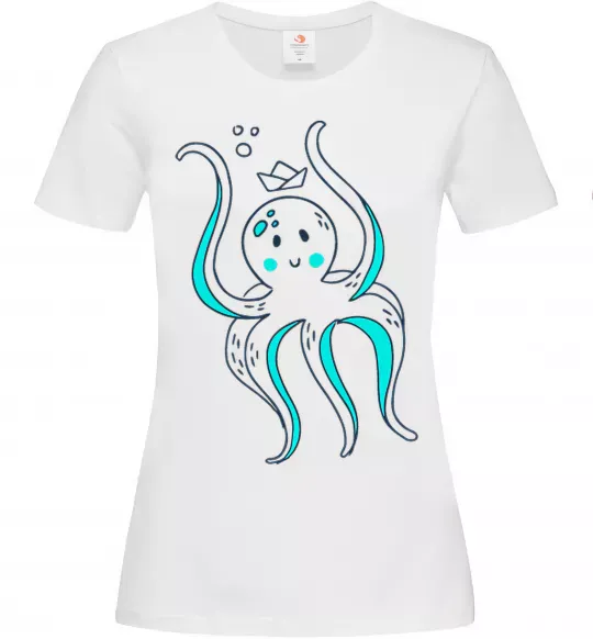 Женская футболка Восьминіг в панамі Белый фото