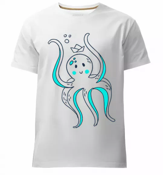Мужская премиум футболка Восьминіг в панамі Белый фото
