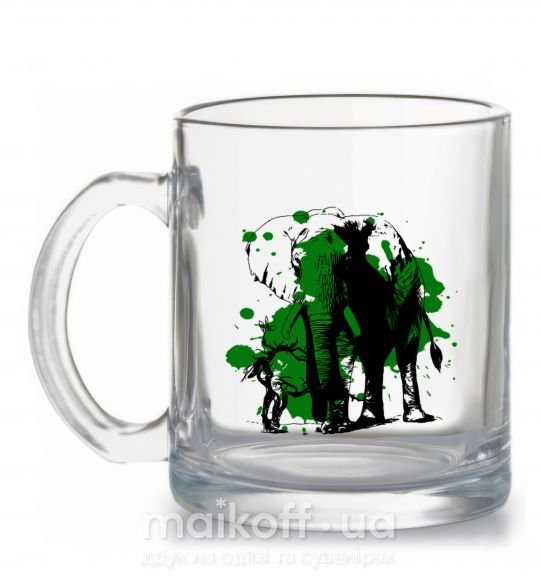 Чашка скляна Слон и дерево Прозорий фото