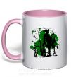 Чашка с цветной ручкой Слон и дерево Нежно розовый фото