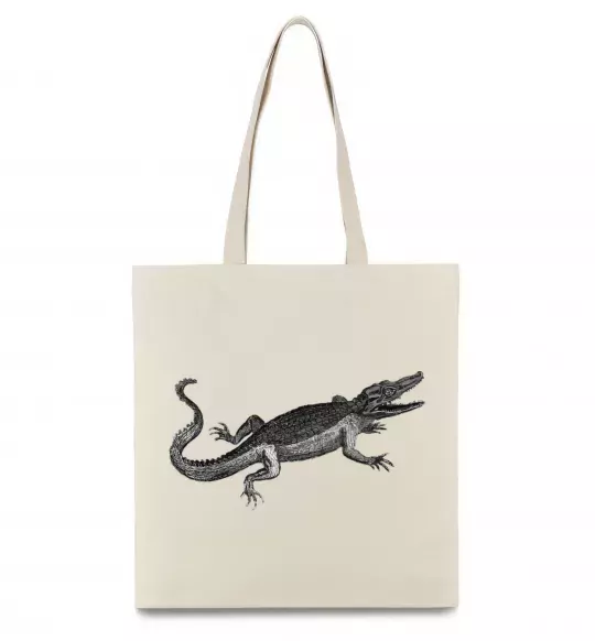 Эко-сумка Крокодил сірий Бежевый фото