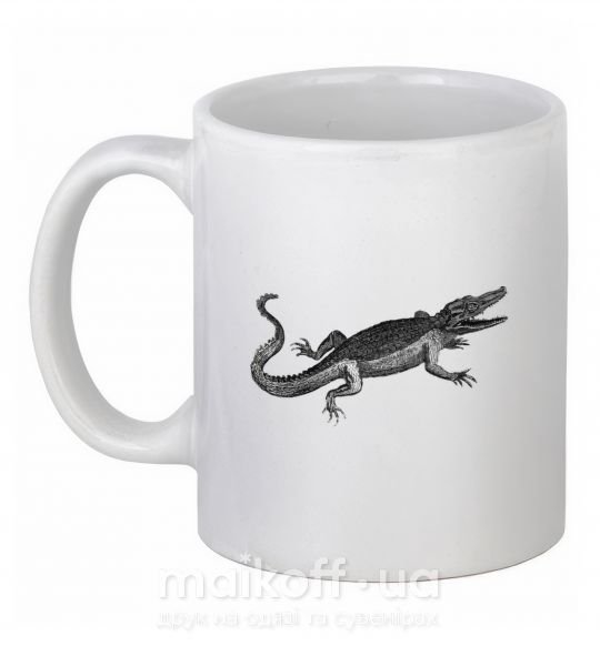 Чашка керамическая Крокодил серый Белый фото