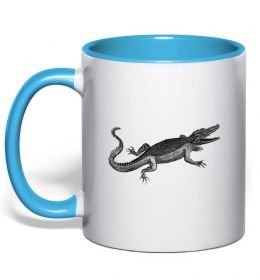 Чашка с цветной ручкой Крокодил сірий Чашка с цветной ручкой Крокодил сірий