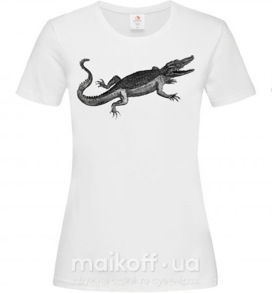 Женская футболка Крокодил серый Белый фото