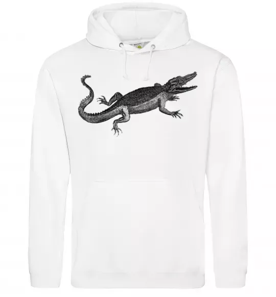 Жіноча толстовка (худі) Крокодил сірий Білий фото