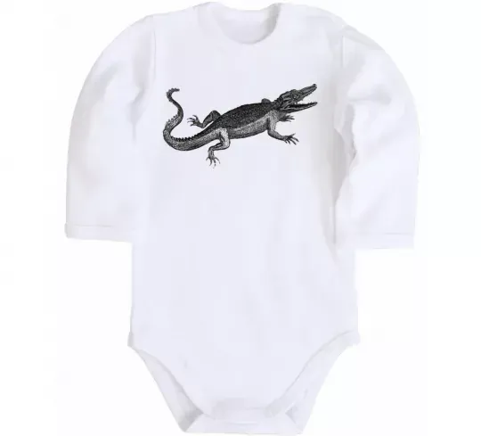 Детский боди Крокодил сірий Белый фото