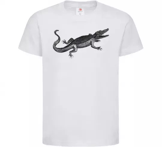Дитяча футболка Крокодил сірий Білий фото