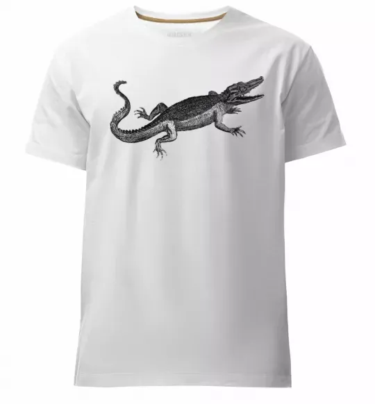 Мужская премиум футболка Крокодил сірий Белый фото