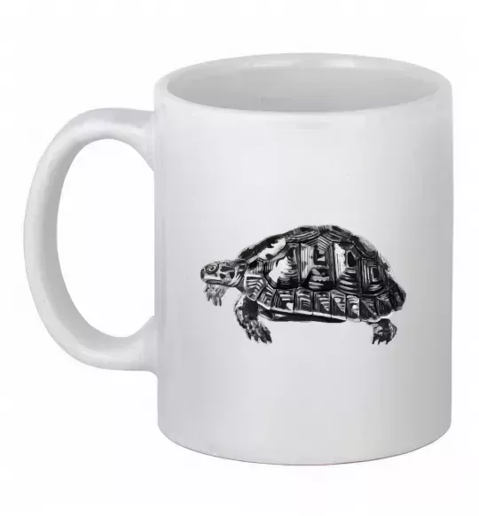 Чашка керамічна Черепаха сіра Білий фото