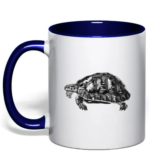 Чашка с цветной ручкой Черепаха сіра Глубокий темно-синий фото