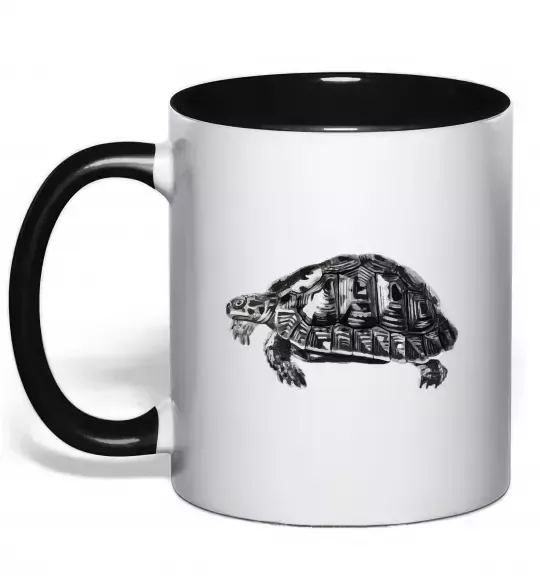 Чашка с цветной ручкой Черепаха сіра Черный фото
