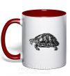 Чашка с цветной ручкой Черепаха серая Красный фото