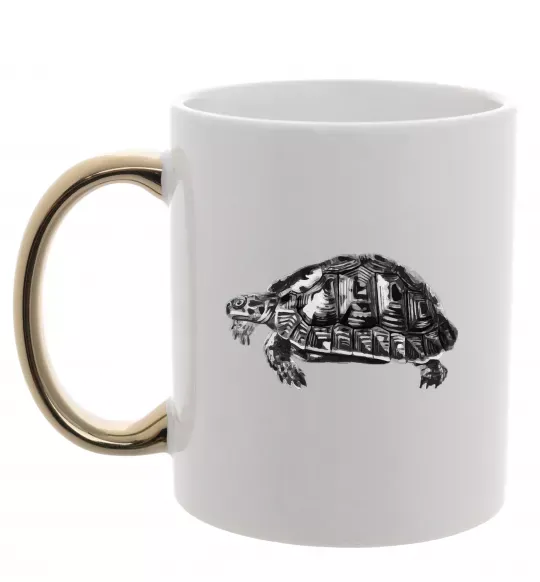 Чашка с цветной ручкой Черепаха сіра Золото фото