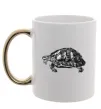 Чашка с цветной ручкой Черепаха сіра Золото Чашка с цветной ручкой Черепаха сіра Золото фото
