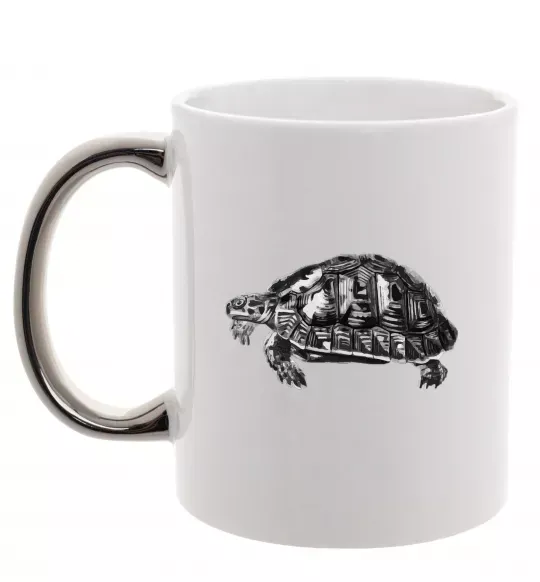 Чашка с цветной ручкой Черепаха сіра Серебро фото