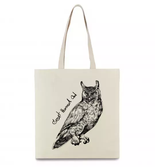 Эко-сумка Great horned owl Бежевый фото
