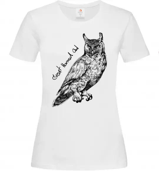 Женская футболка Great horned owl Белый фото