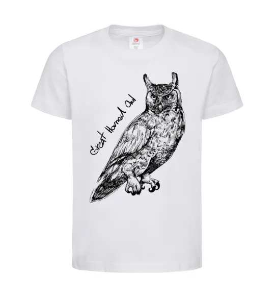 Дитяча футболка Great horned owl Білий фото