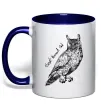 Чашка с цветной ручкой Great horned owl Глубокий темно-синий фото