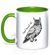 Чашка з кольоровою ручкою Great horned owl Зелений фото