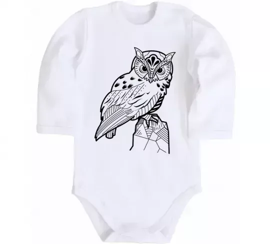 Детский боди Сова на скелі Белый фото
