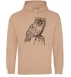 Мужская толстовка (худи) Сова на скелі Песочный фото
