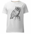 Мужская премиум футболка Сова на скелі Белый фото
