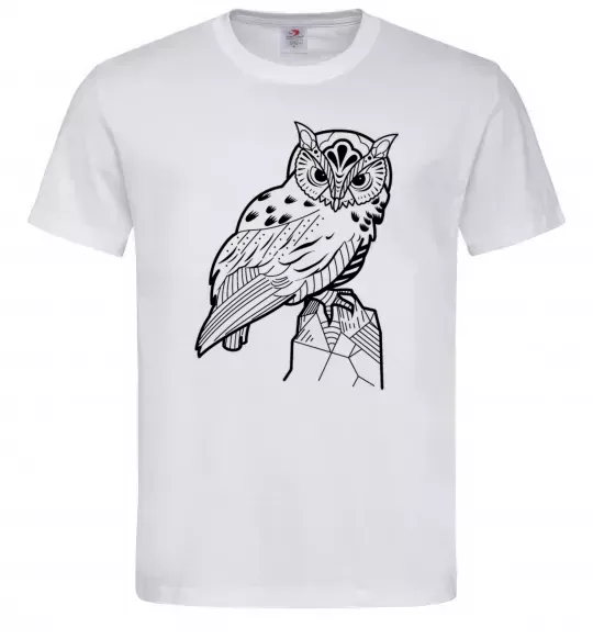 Чоловіча футболка Сова на скелі Білий фото