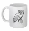 Чашка керамічна Сова на скелі Білий фото