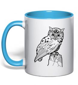 Чашка с цветной ручкой Сова на скелі