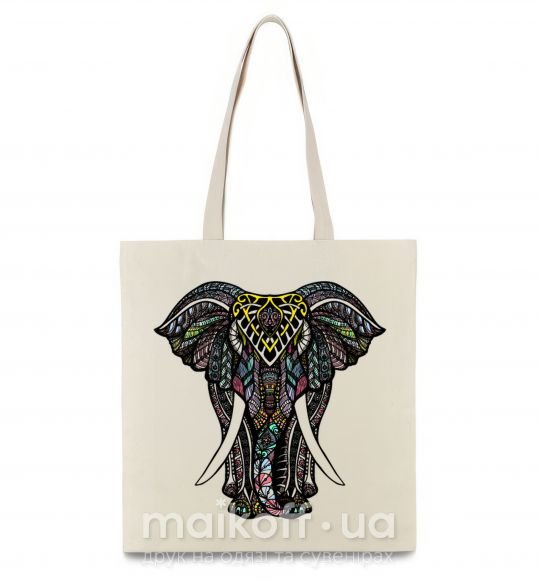Эко-сумка Разноцветный слон Бежевый фото