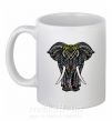 Чашка керамическая Разноцветный слон Белый фото
