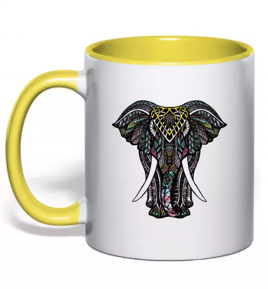 Чашка с цветной ручкой Різнокольоровий слон Солнечно желтый фото
