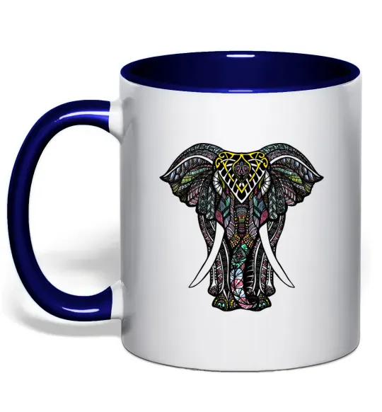 Чашка с цветной ручкой Різнокольоровий слон Глубокий темно-синий фото