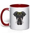 Чашка с цветной ручкой Разноцветный слон Красный фото