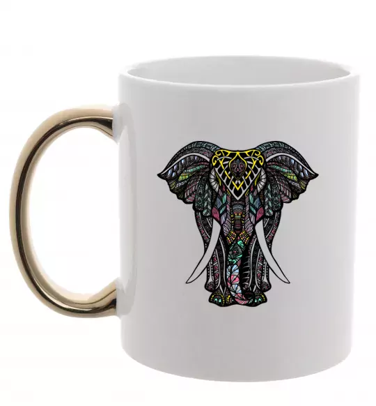 Чашка с цветной ручкой Різнокольоровий слон Золото фото