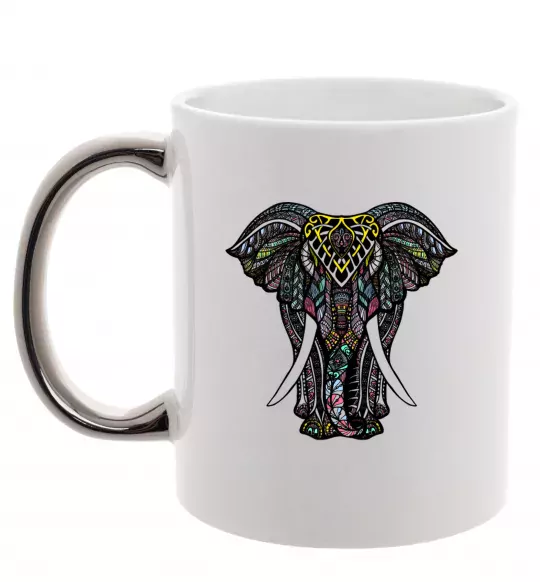 Чашка с цветной ручкой Різнокольоровий слон Серебро фото
