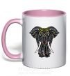 Чашка з кольоровою ручкою Разноцветный слон Ніжно рожевий фото
