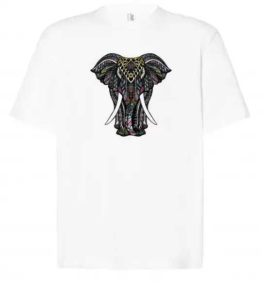 Футболка Оверсайз Різнокольоровий слон Белый фото